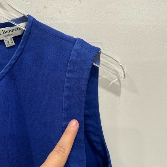 LK Bennett London Malea Crepe Vest Blouse Top Blue Size 6 - Picture 4 of 7